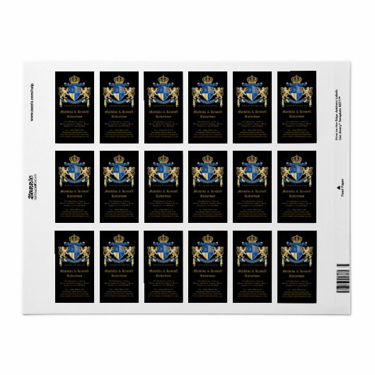 Maak uw eigen wapenkat blauw goudleem etiket (Full Sheet)