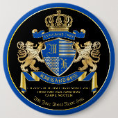 Maak uw eigen wapenkat blauw goudleem ronde button 6,0 cm (Voorkant)