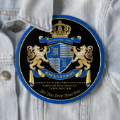 Maak uw eigen wapenkat blauw goudleem ronde button 6,0 cm (In situ)