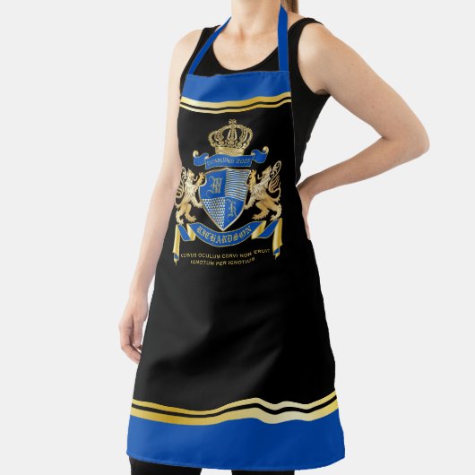 Maak uw eigen wapenkat blauw goudleem schort (Insitu)