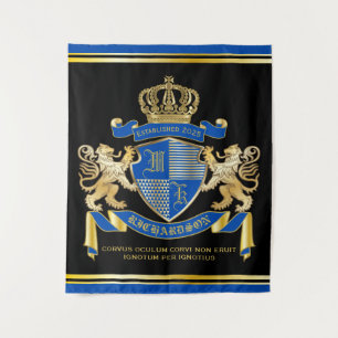 Maak uw eigen wapenkat blauw goudleem wandkleed