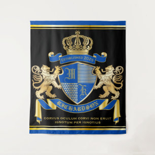 Maak uw eigen wapenkat blauw goudleem wandkleed