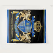 Maak uw eigen wapenkat blauw goudleem wandkleed (Voorkant (horizontaal))