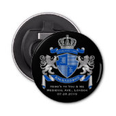 Maak uw eigen wapenkat blauw, zilveren ledemaat button flesopener (Voorkant)