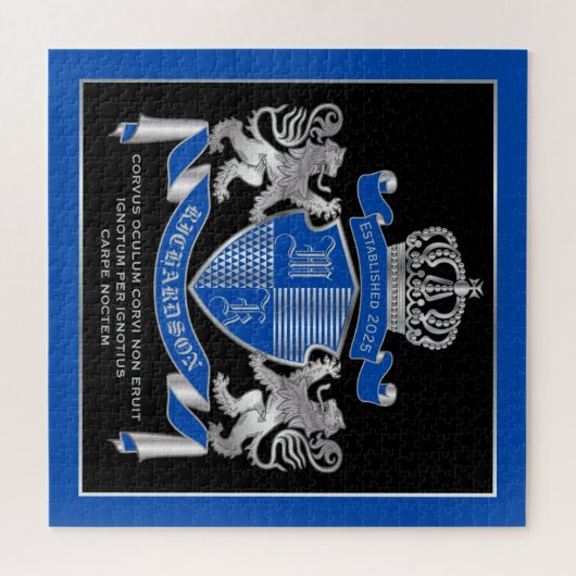 Maak uw eigen wapenkat blauw, zilveren ledemaat legpuzzel (Horizontaal)