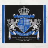 Maak uw eigen wapenkat blauw, zilveren ledemaat likeurfles etiket (Enkel label)