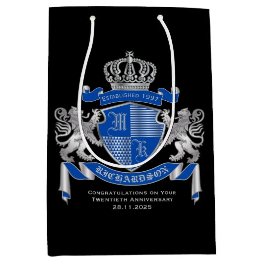 Maak uw eigen wapenkat blauw, zilveren ledemaat medium cadeauzakje (Voorkant)