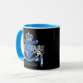 Maak uw eigen wapenkat blauw, zilveren ledemaat mok (Voorkant links)