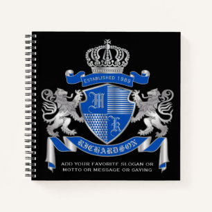 Maak uw eigen wapenkat blauw, zilveren ledemaat notitieboek
