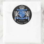 Maak uw eigen wapenkat blauw, zilveren ledemaat ronde sticker (Tas)