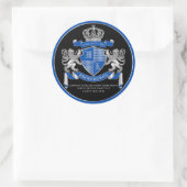 Maak uw eigen wapenkat blauw, zilveren ledemaat ronde sticker (Tas)