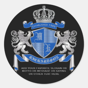 Maak uw eigen wapenkat blauw, zilveren ledemaat ronde sticker