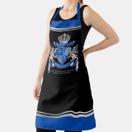 Maak uw eigen wapenkat blauw, zilveren ledemaat schort (Insitu)