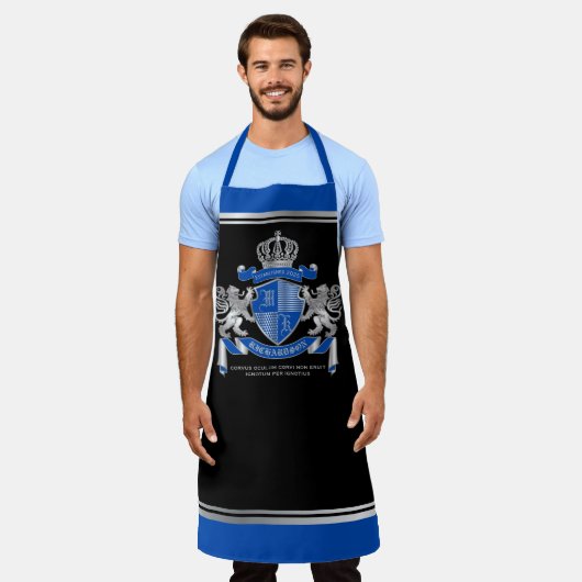 Maak uw eigen wapenkat blauw, zilveren ledemaat schort (Gedragen)