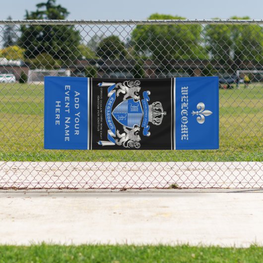 Maak uw eigen wapenkat blauw, zilveren ledemaat spandoek (Insitu)