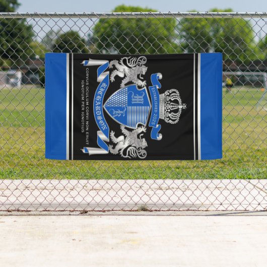 Maak uw eigen wapenkat blauw, zilveren ledemaat spandoek (Insitu)