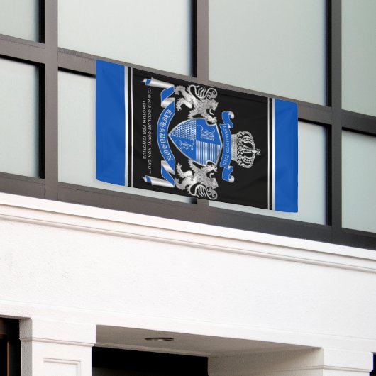 Maak uw eigen wapenkat blauw, zilveren ledemaat spandoek (Buitenkant Gebouw)