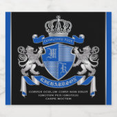 Maak uw eigen wapenkat blauw, zilveren ledemaat sparkling wijnetiket (Enkel label)