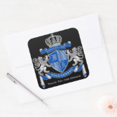 Maak uw eigen wapenkat blauw, zilveren ledemaat vierkante sticker (Envelop)