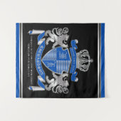 Maak uw eigen wapenkat blauw, zilveren ledemaat wandkleed (Voorkant (horizontaal))