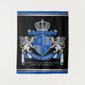 Maak uw eigen wapenkat blauw, zilveren ledemaat wandkleed (Voorkant)