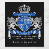 Maak uw eigen wapenkat blauw, zilveren ledemaat wijn etiket (Enkel label)