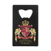 Maak uw eigen wapenkat rood-goudblauw creditkaart flessenopener (Voorkant)