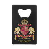 Maak uw eigen wapenkat rood-goudblauw creditkaart flessenopener (Achterkant)