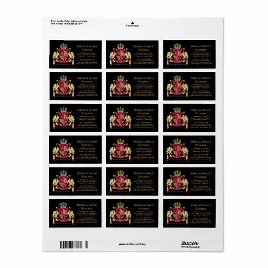 Maak uw eigen wapenkat rood-goudblauw etiket (Full Sheet)