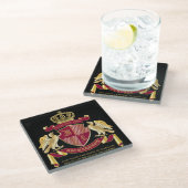 Maak uw eigen wapenkat rood-goudblauw glazen onderzetter (Schuin)