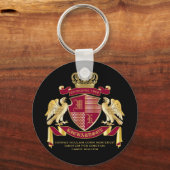 Maak uw eigen wapenkat rood-goudblauw sleutelhanger (Voorkant)