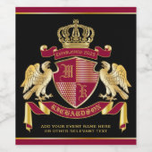 Maak uw eigen wapenkat rood-goudblauw wijn etiket (Enkel label)