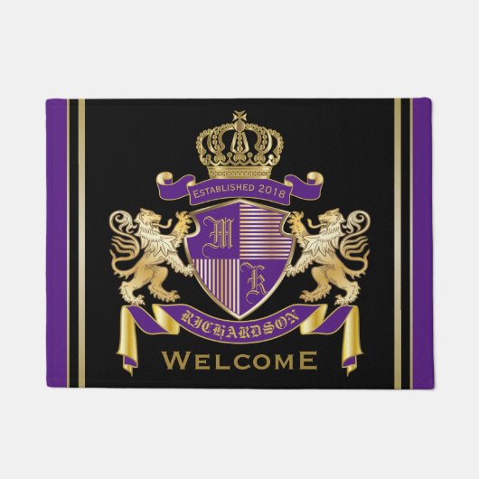Maak uw eigen wapenschild monogram lonembleem deurmat (Voorkant)