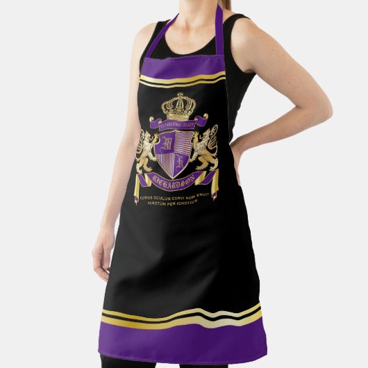 Maak uw eigen wapenschild Paars goudleeuwen Schort (Insitu)