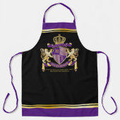 Maak uw eigen wapenschild Paars goudleeuwen Schort (Voorkant)