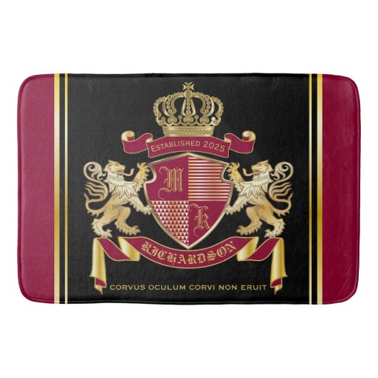 Maak uw eigen wapenschild Red Gold Lion Emblem Badmat (Voorkant)