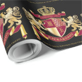 Maak uw eigen wapenschild Red Gold Lion Emblem Cadeaupapier