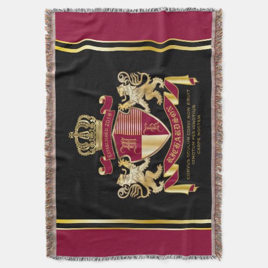 Maak uw eigen wapenschild Red Gold Lion Emblem Deken (Voorkant Verticaal)