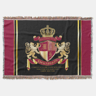Maak uw eigen wapenschild Red Gold Lion Emblem Deken