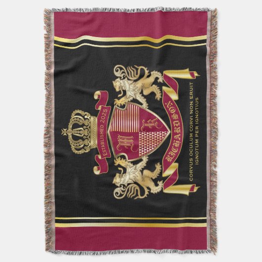 Maak uw eigen wapenschild Red Gold Lion Emblem Deken (Voorkant Verticaal)
