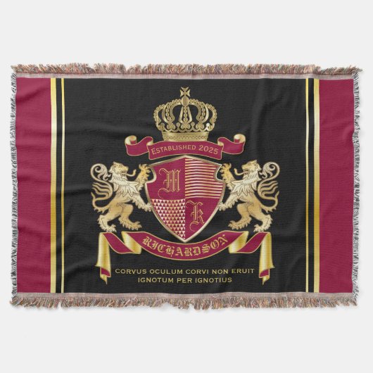 Maak uw eigen wapenschild Red Gold Lion Emblem Deken (Voorkant)
