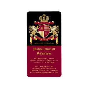 Maak uw eigen wapenschild Red Gold Lion Emblem Etiket