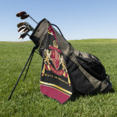 Maak uw eigen wapenschild Red Gold Lion Emblem Golfhanddoek (Groen)