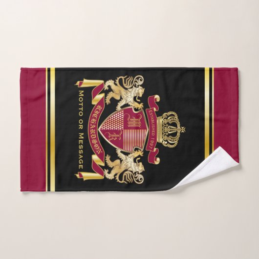Maak uw eigen wapenschild Red Gold Lion Emblem Handdoek (Handdoek)