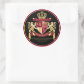 Maak uw eigen wapenschild Red Gold Lion Emblem Ronde Sticker (Tas)
