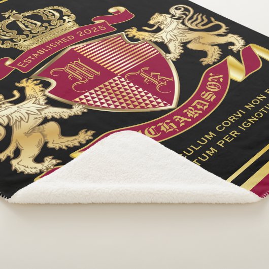 Maak uw eigen wapenschild Red Gold Lion Emblem Sherpa Deken (3/4)
