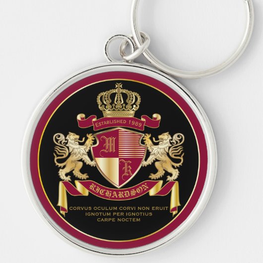 Maak uw eigen wapenschild Red Gold Lion Emblem Sleutelhanger (Voorkant)