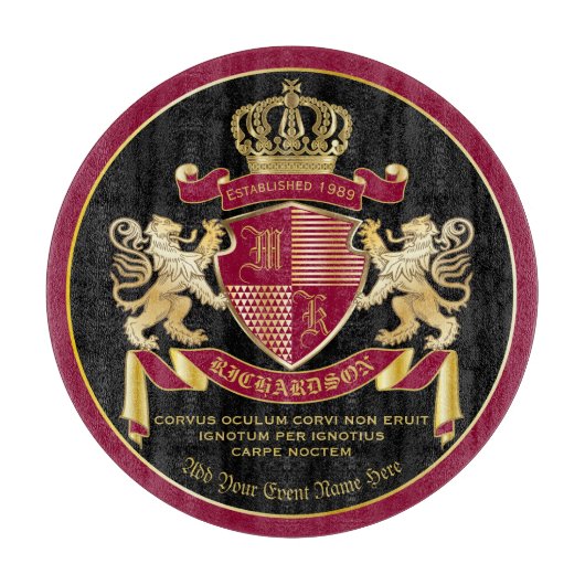 Maak uw eigen wapenschild Red Gold Lion Emblem Snijplank (Voorkant)