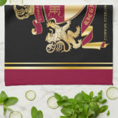 Maak uw eigen wapenschild Red Gold Lion Emblem Theedoek (Gevouwen)