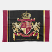 Maak uw eigen wapenschild Red Gold Lion Emblem Theedoek (Horizontaal)